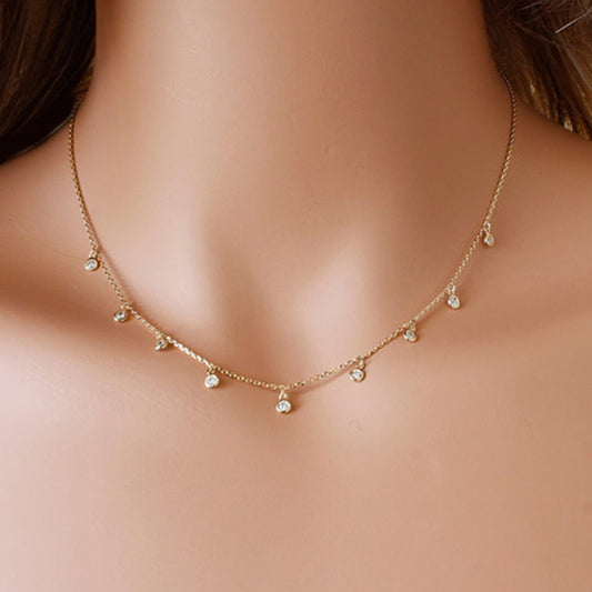 Crystal Droplet Charm Necklace