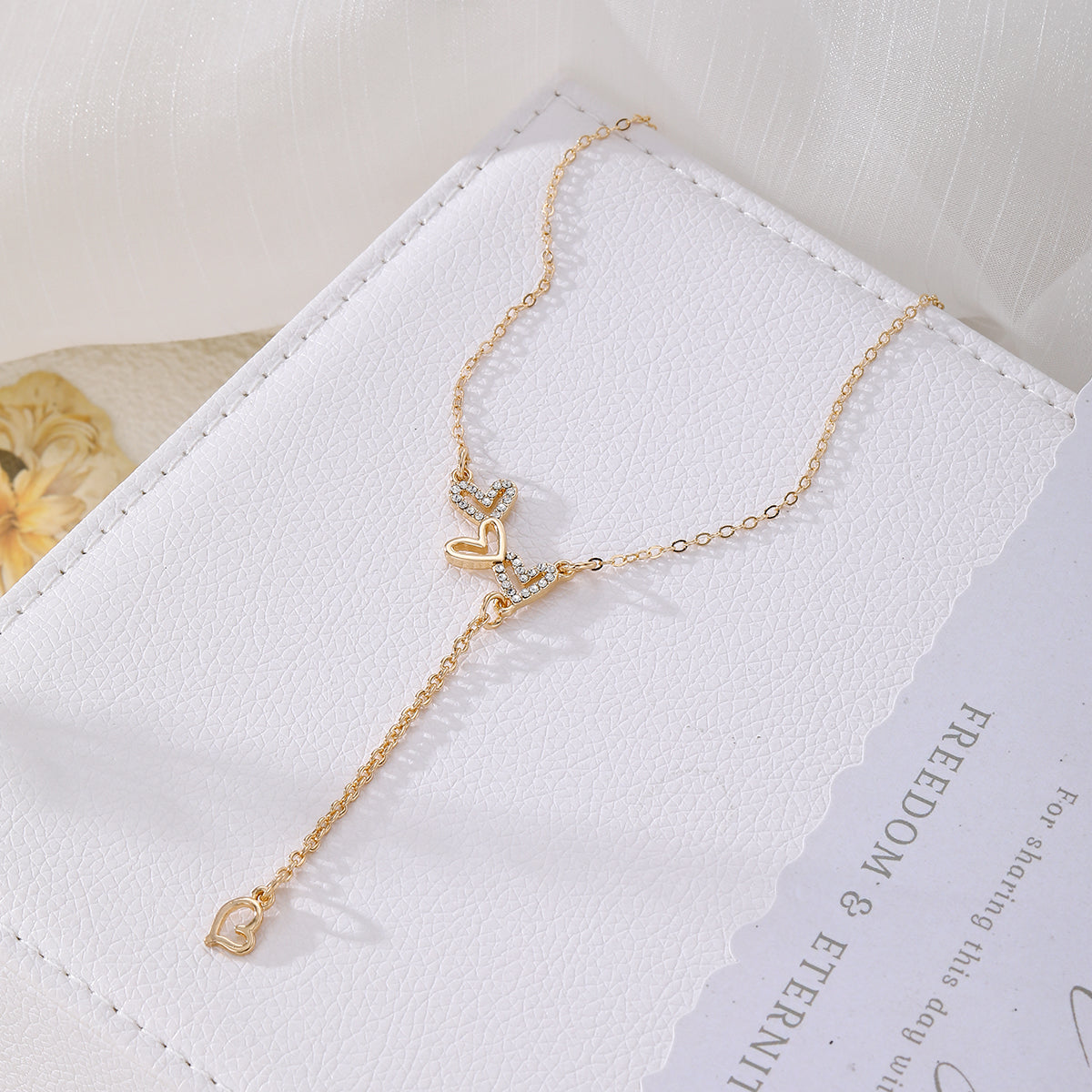 LoveLuz Necklace – Stainless Steel & Cubic Zirconia Triple Heart